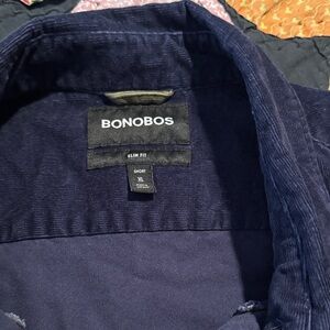 Bonobos Deep Blue Corduroy Shirt XL Slim Fit